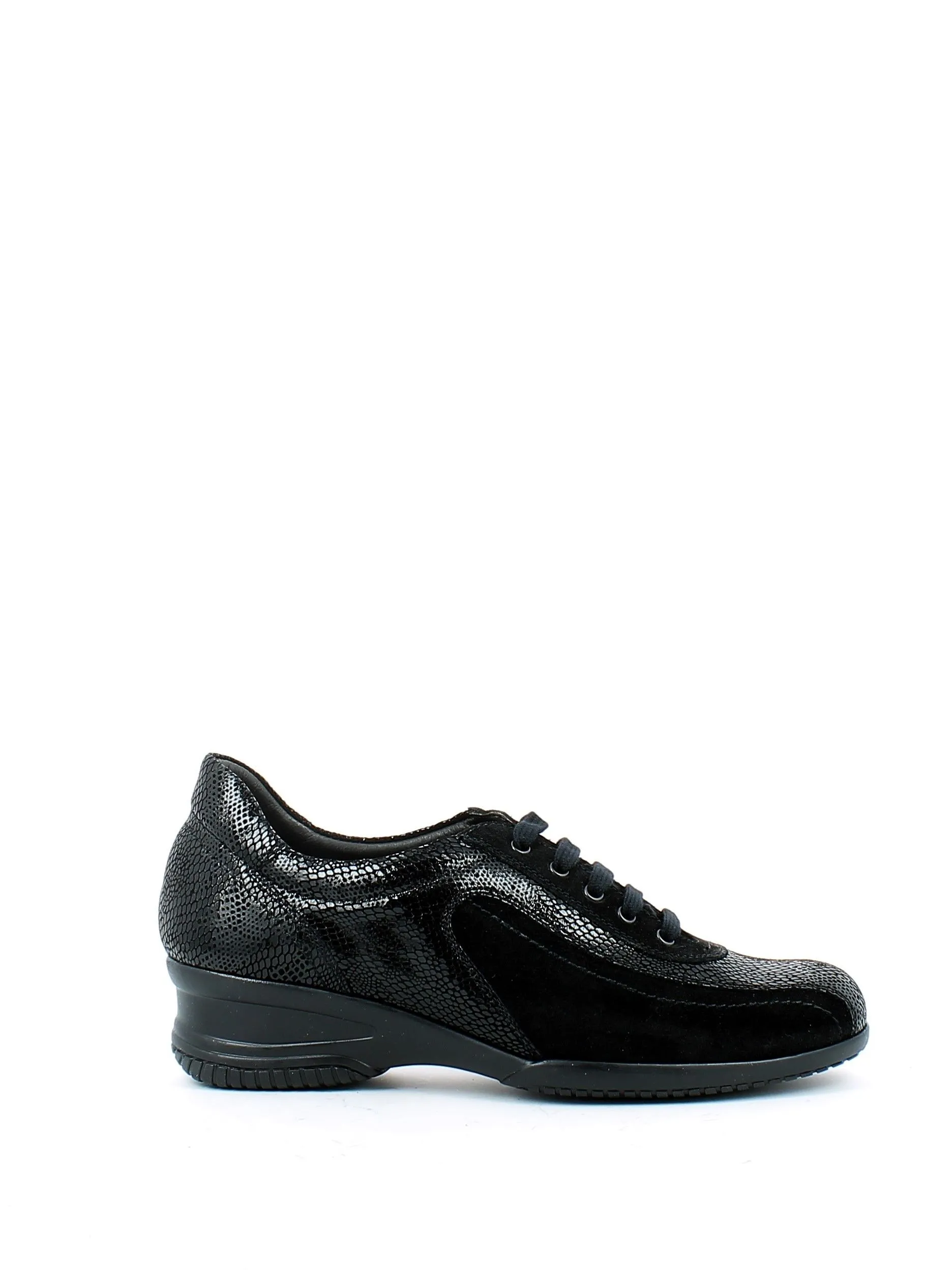 Slight  Sneaker in pelle vipera e camoscio nero 
