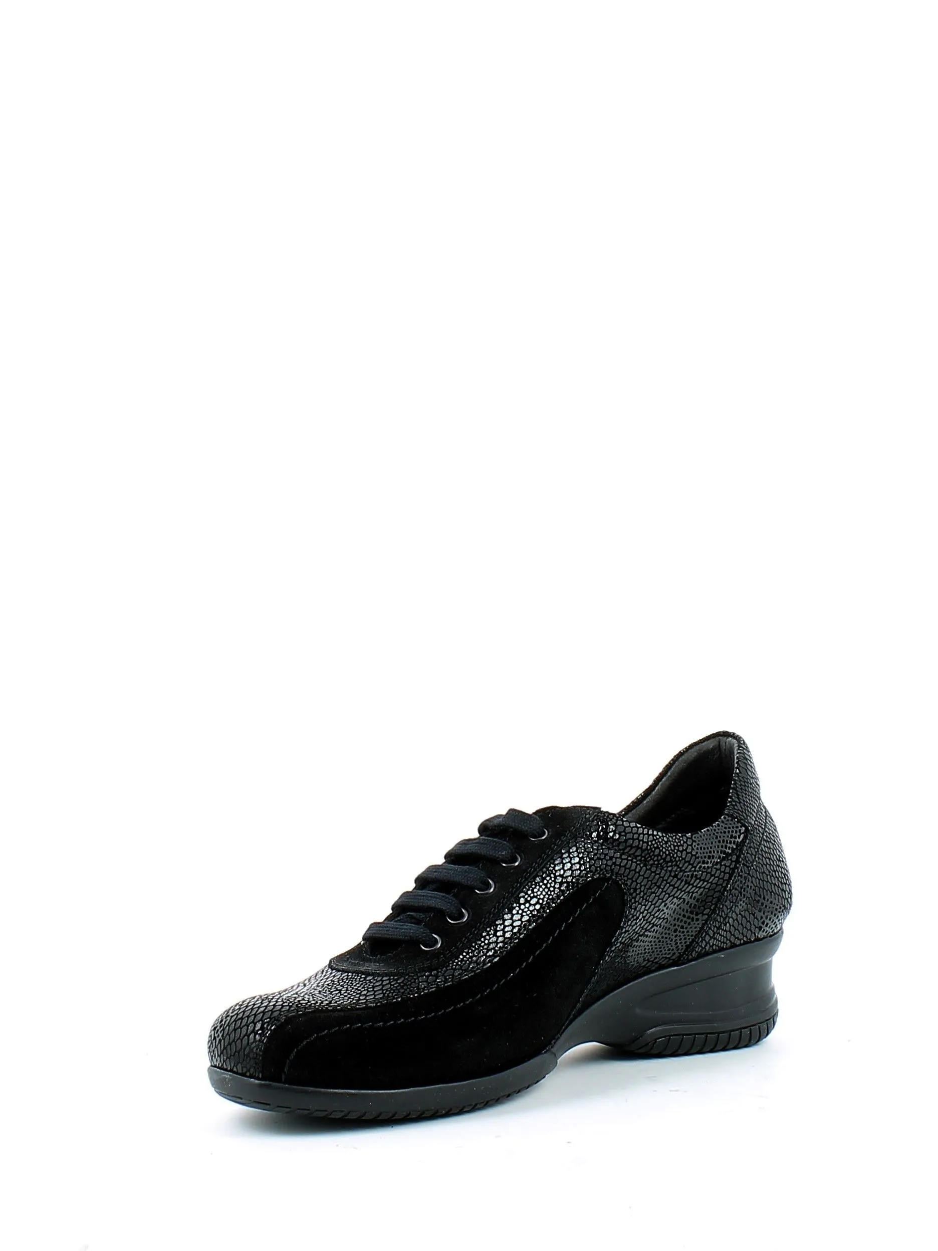 Slight  Sneaker in pelle vipera e camoscio nero 