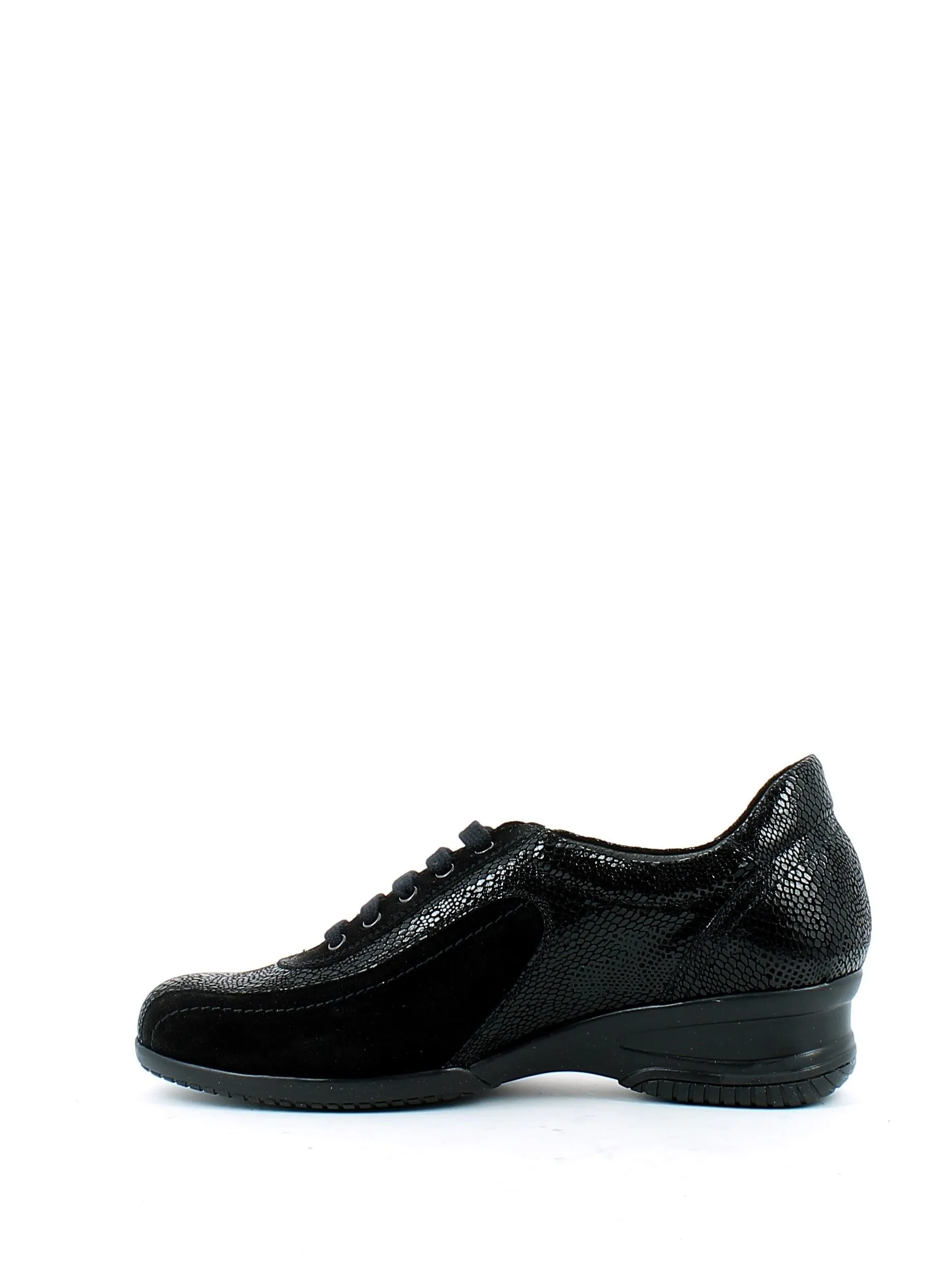 Slight  Sneaker in pelle vipera e camoscio nero 