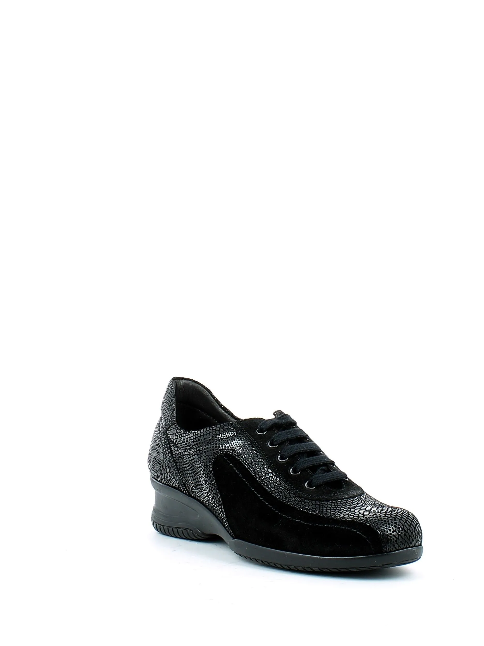 Slight  Sneaker in pelle vipera e camoscio nero 