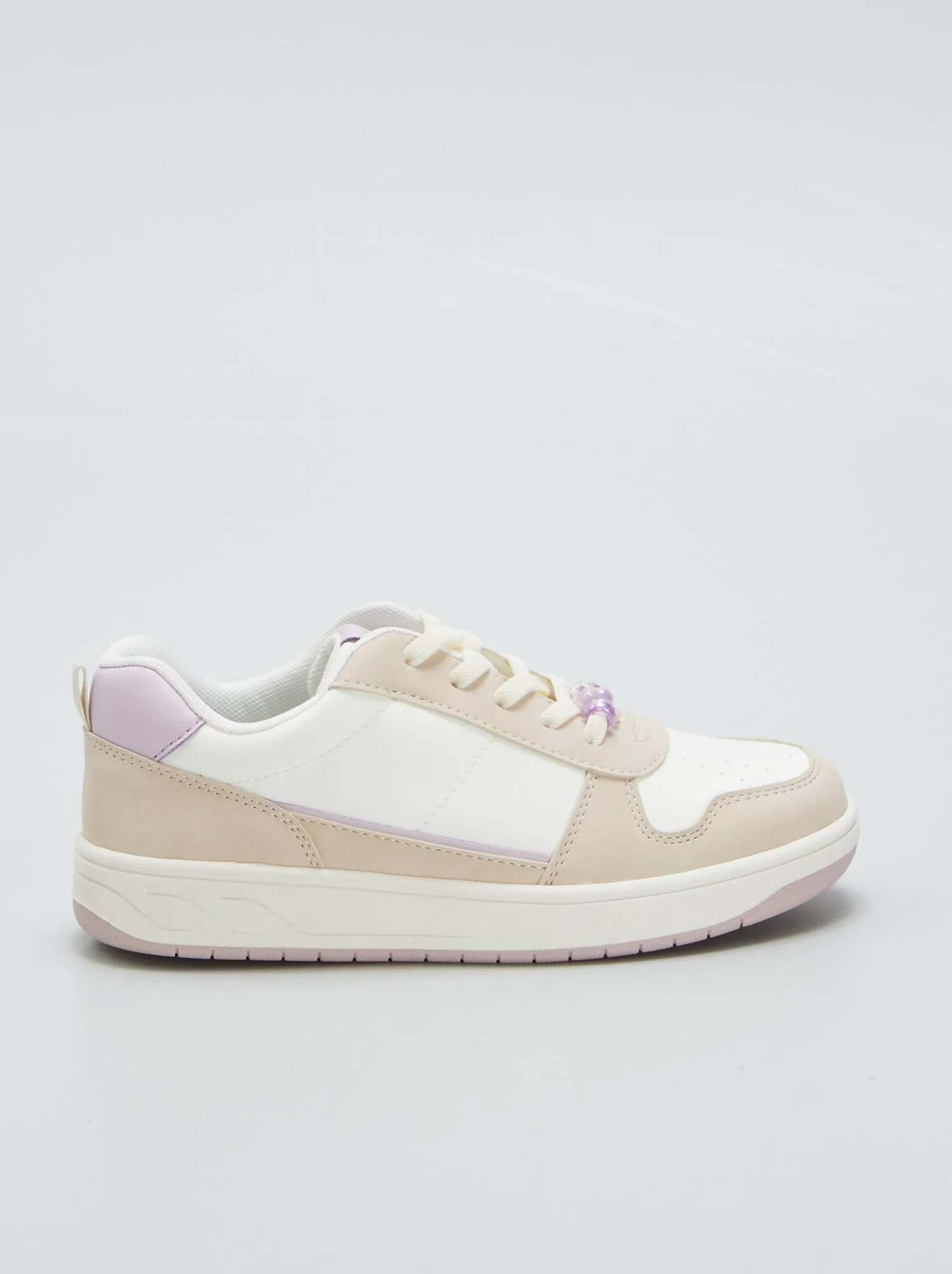 Sneakers basse bicolori con perle - BIANCO