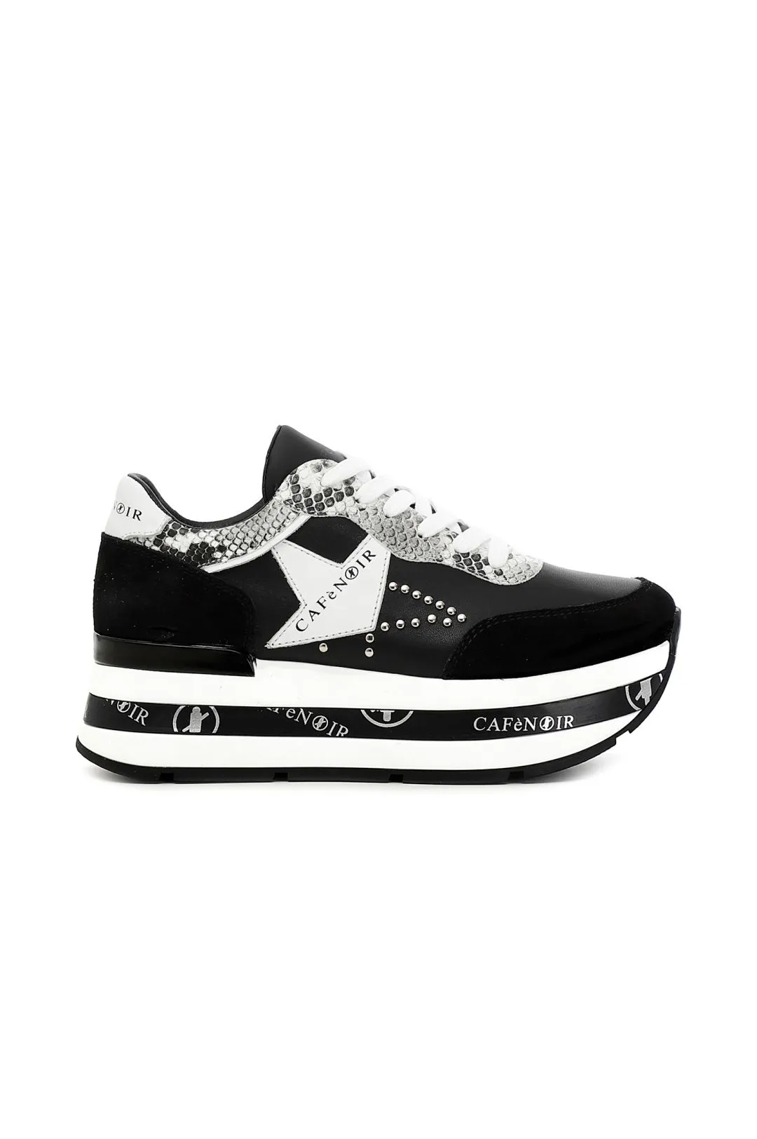 sneakers in pelle con dettaglio stella e zeppa