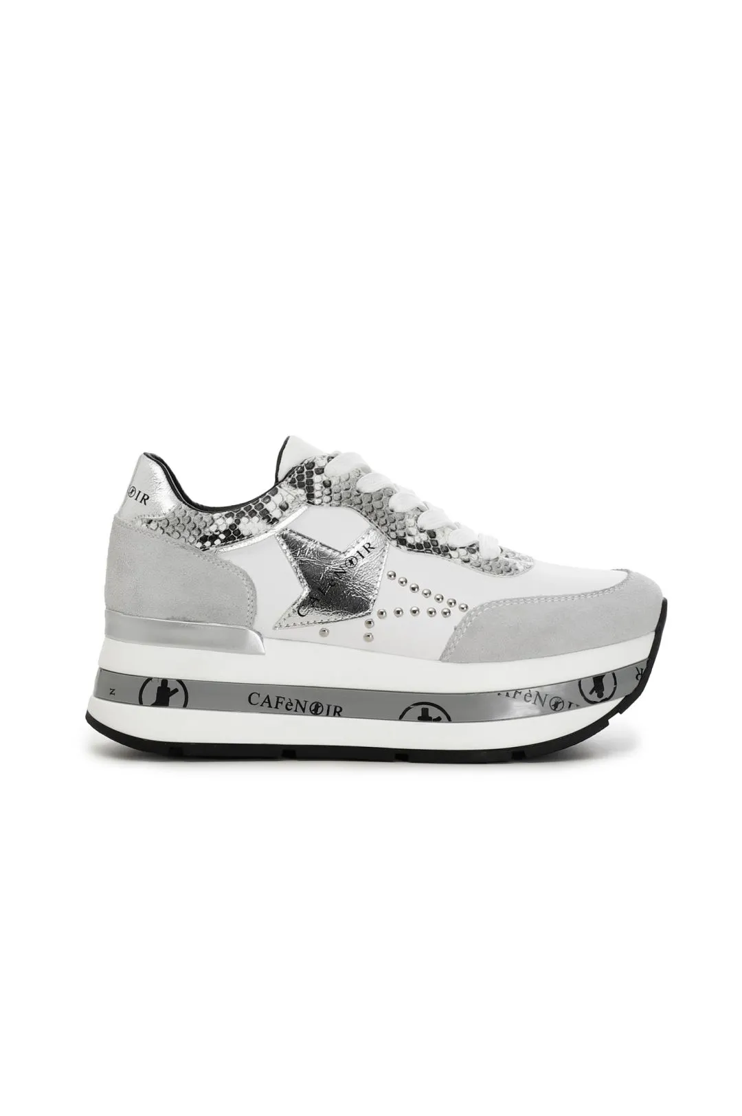 sneakers in pelle con dettaglio stella e zeppa