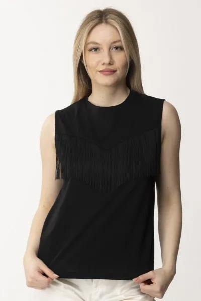 T-shirt con frange NERO LIMOUSINE