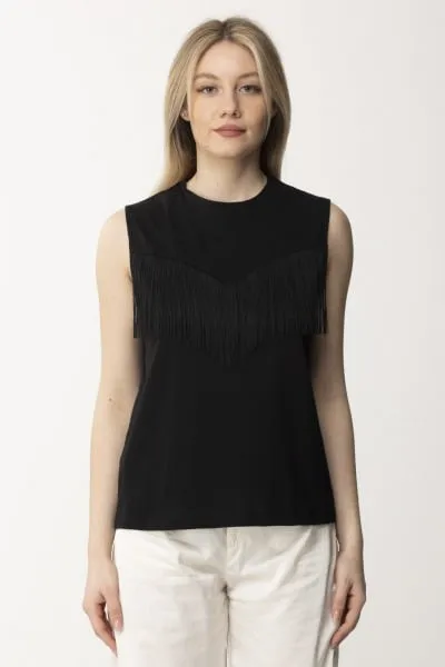 T-shirt con frange NERO LIMOUSINE