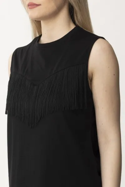 T-shirt con frange NERO LIMOUSINE