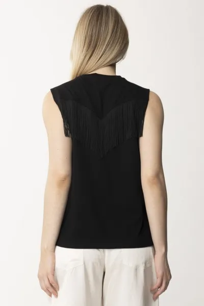 T-shirt con frange NERO LIMOUSINE