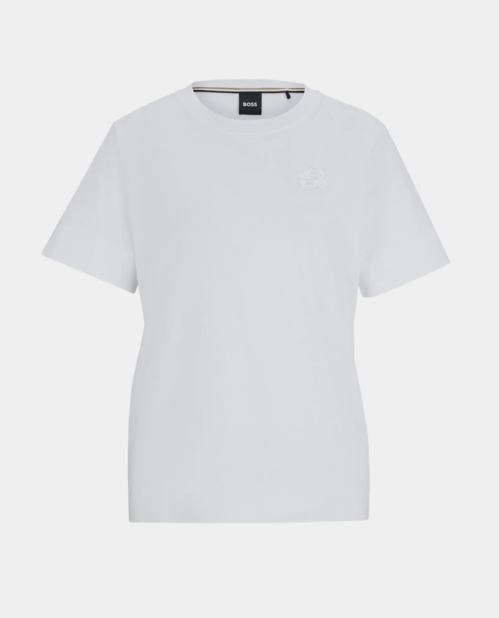 T-shirt girocollo donna Boss con monogramma ricamato