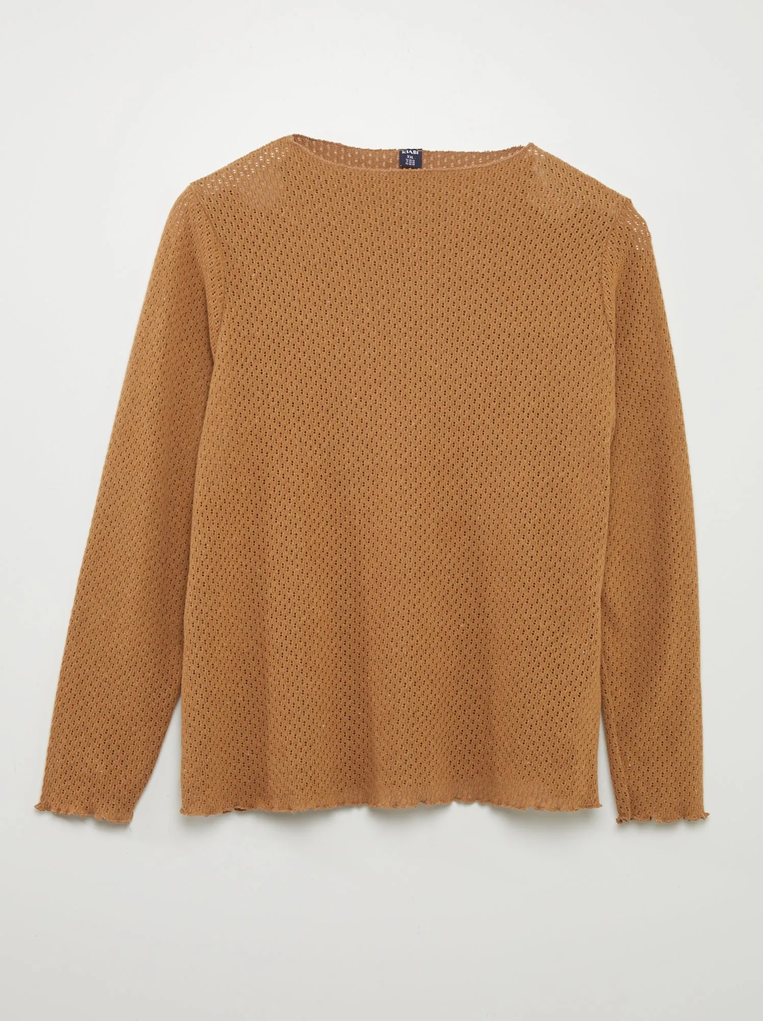 T-shirt in maglia traforata - MARRONE