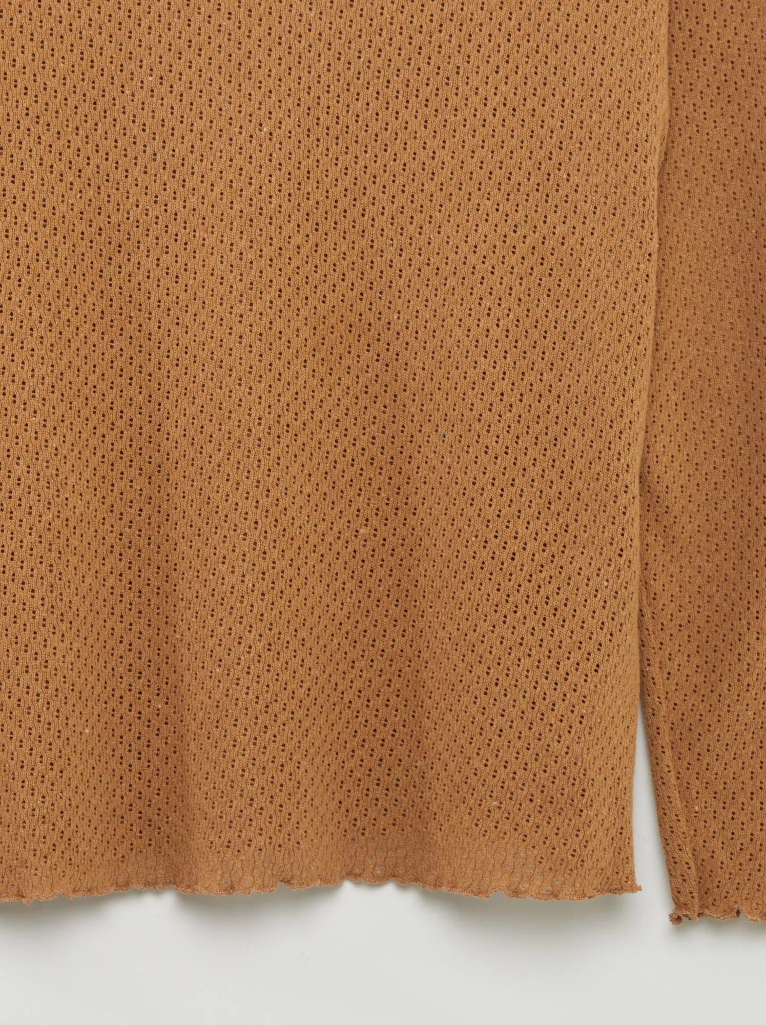 T-shirt in maglia traforata - MARRONE