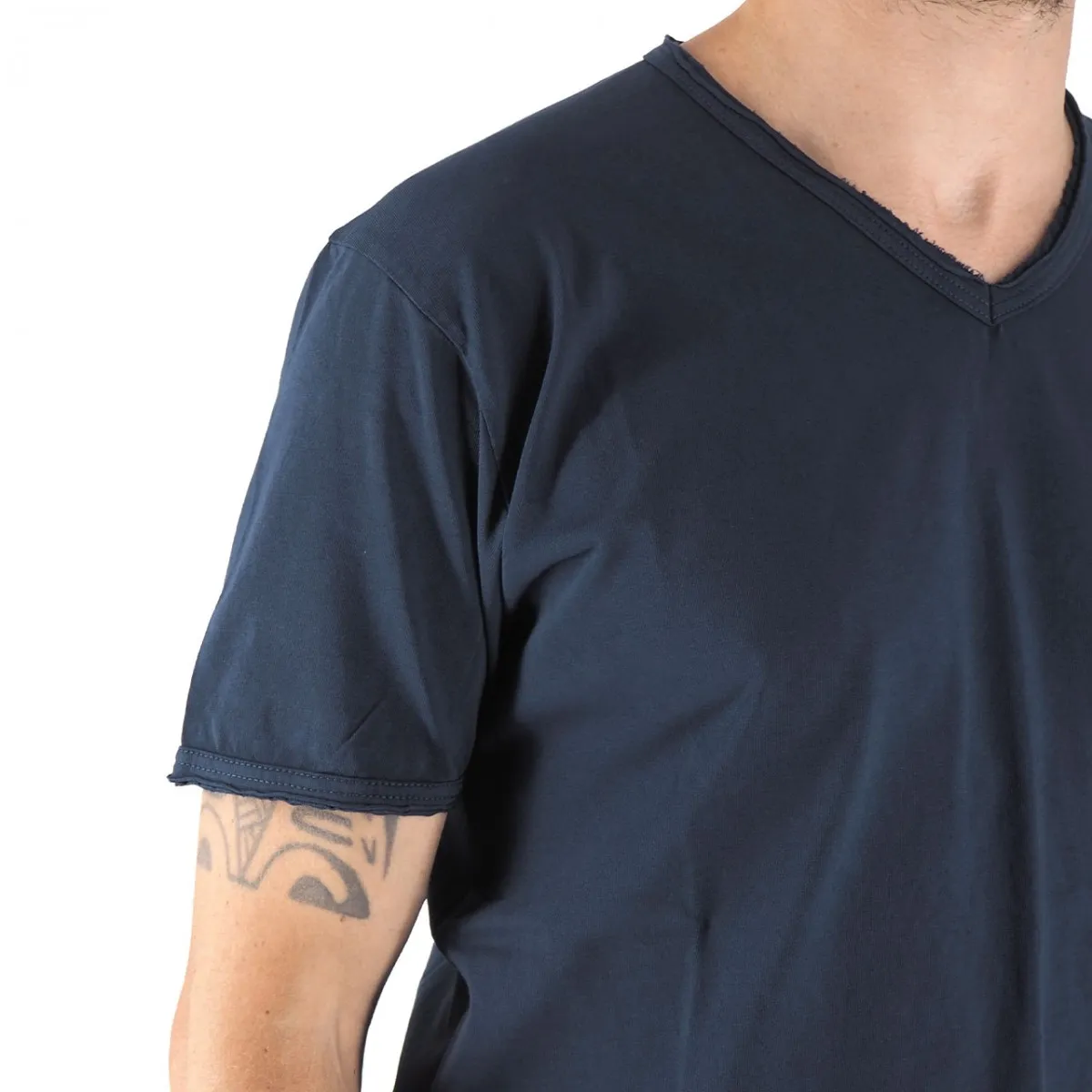 T-Shirt Mosca Scollo A V Blu