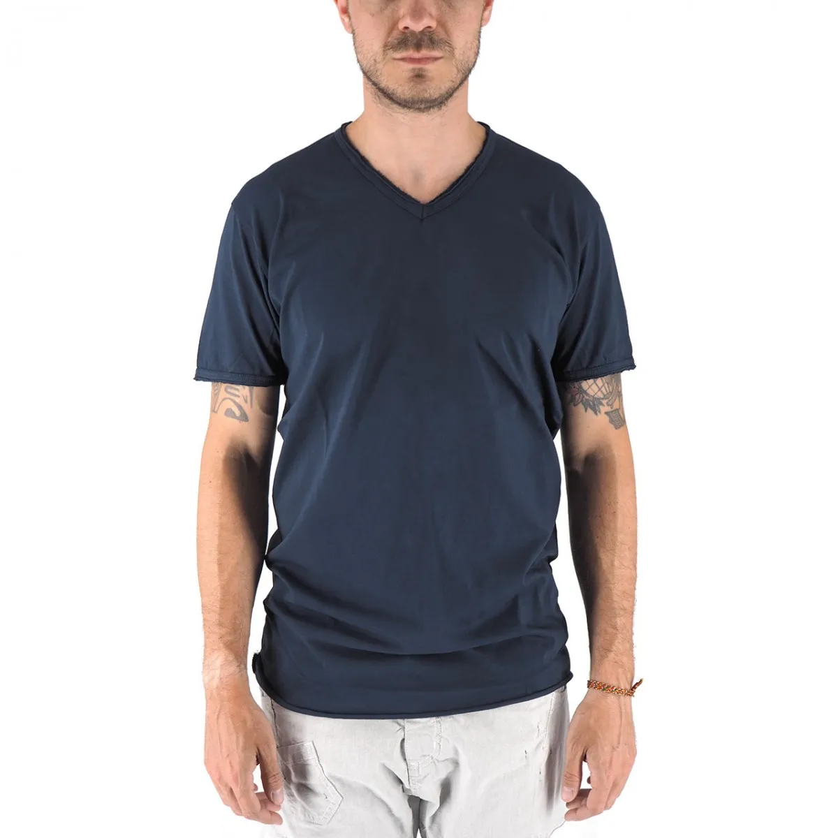 T-Shirt Mosca Scollo A V Blu
