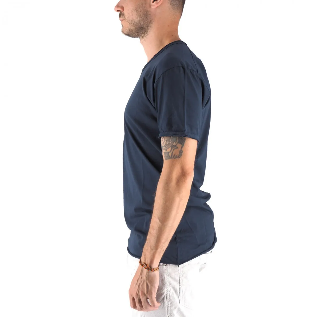T-Shirt Mosca Scollo A V Blu