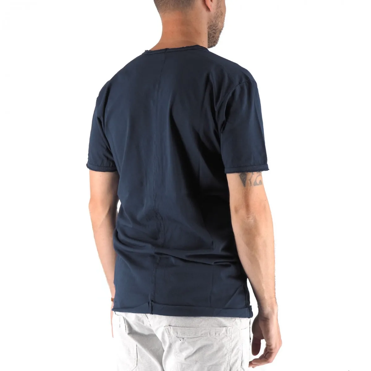 T-Shirt Mosca Scollo A V Blu
