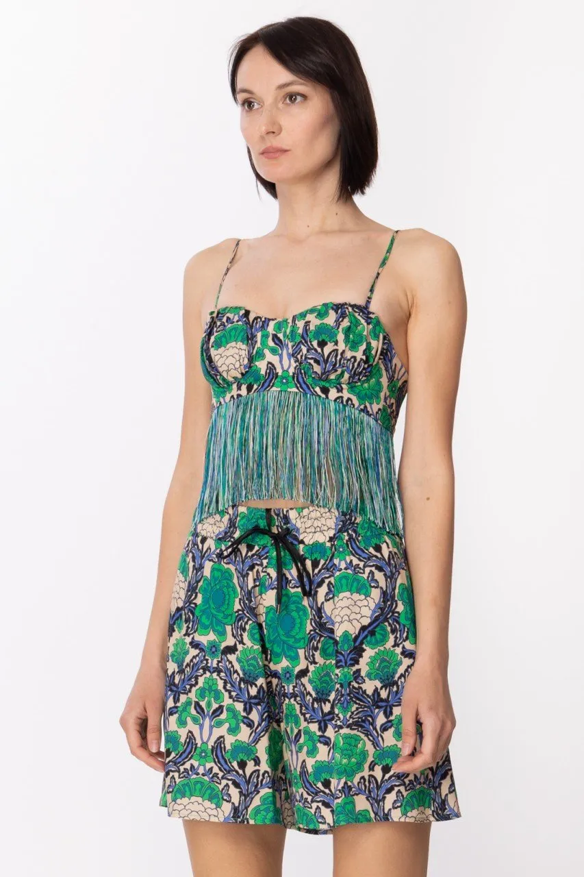 Top bustier con frange BRIGHT GREEN