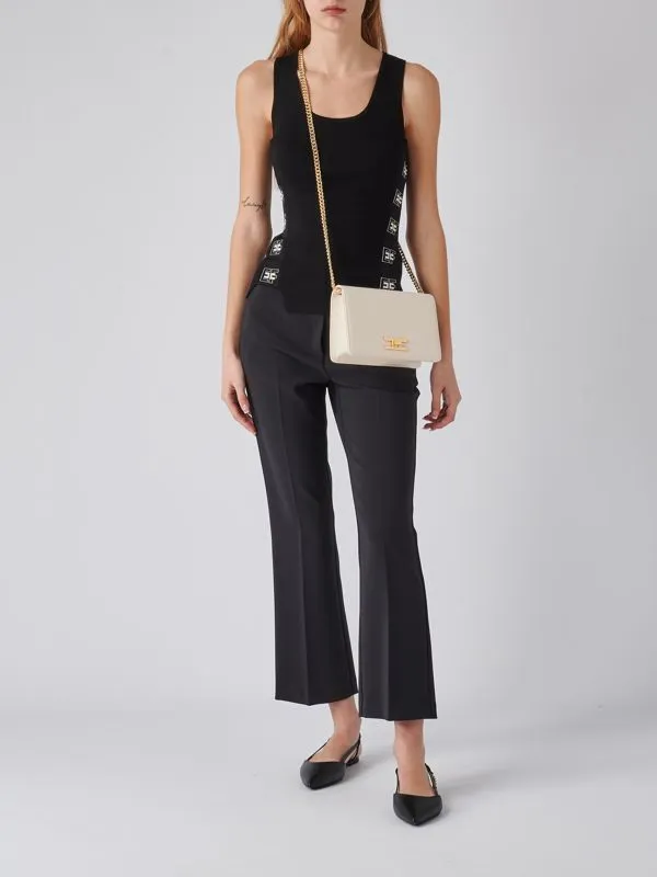 Top donna Elisabetta Franchi in maglia a coste Nero