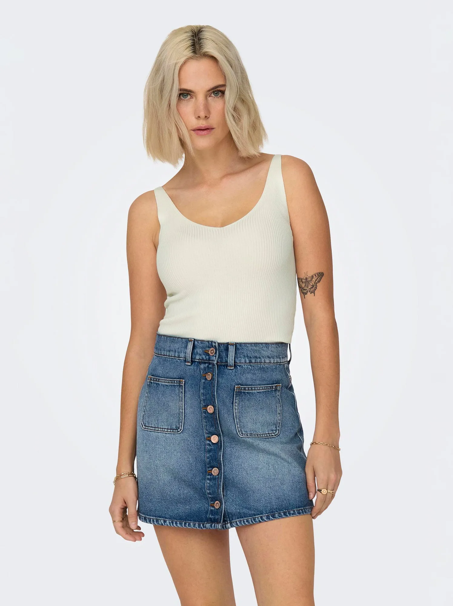 Top in maglia a coste 'JDY' - bianco