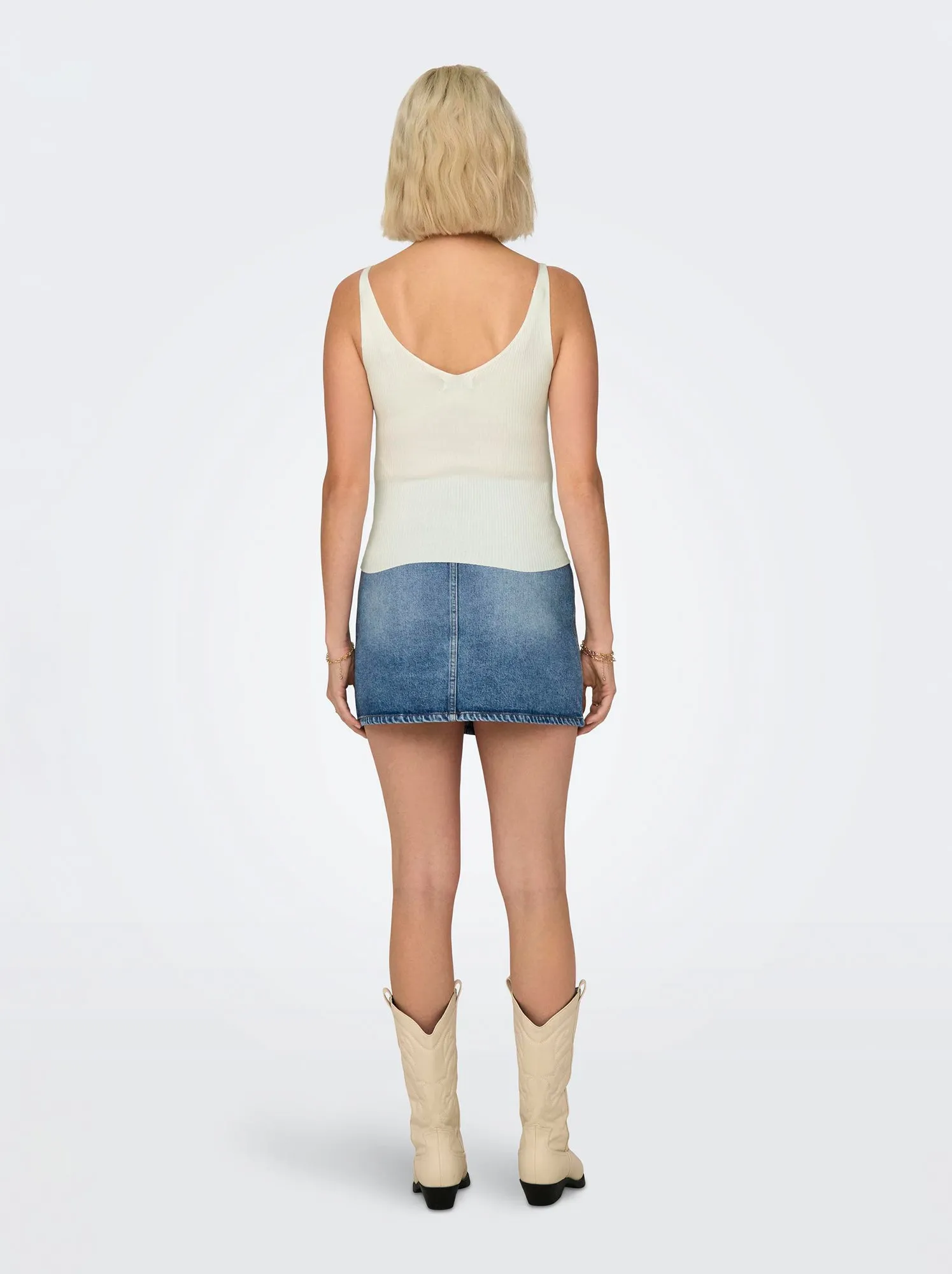 Top in maglia a coste 'JDY' - bianco
