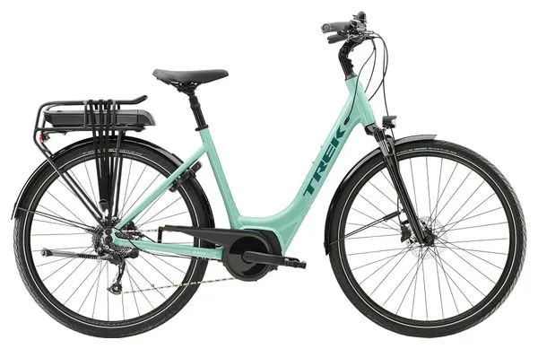 Trek Verve+ 2 Lowstep Shimano Acera/Altus 9V 300 Wh Sage Green 2023 Bicicletta elettrica da città