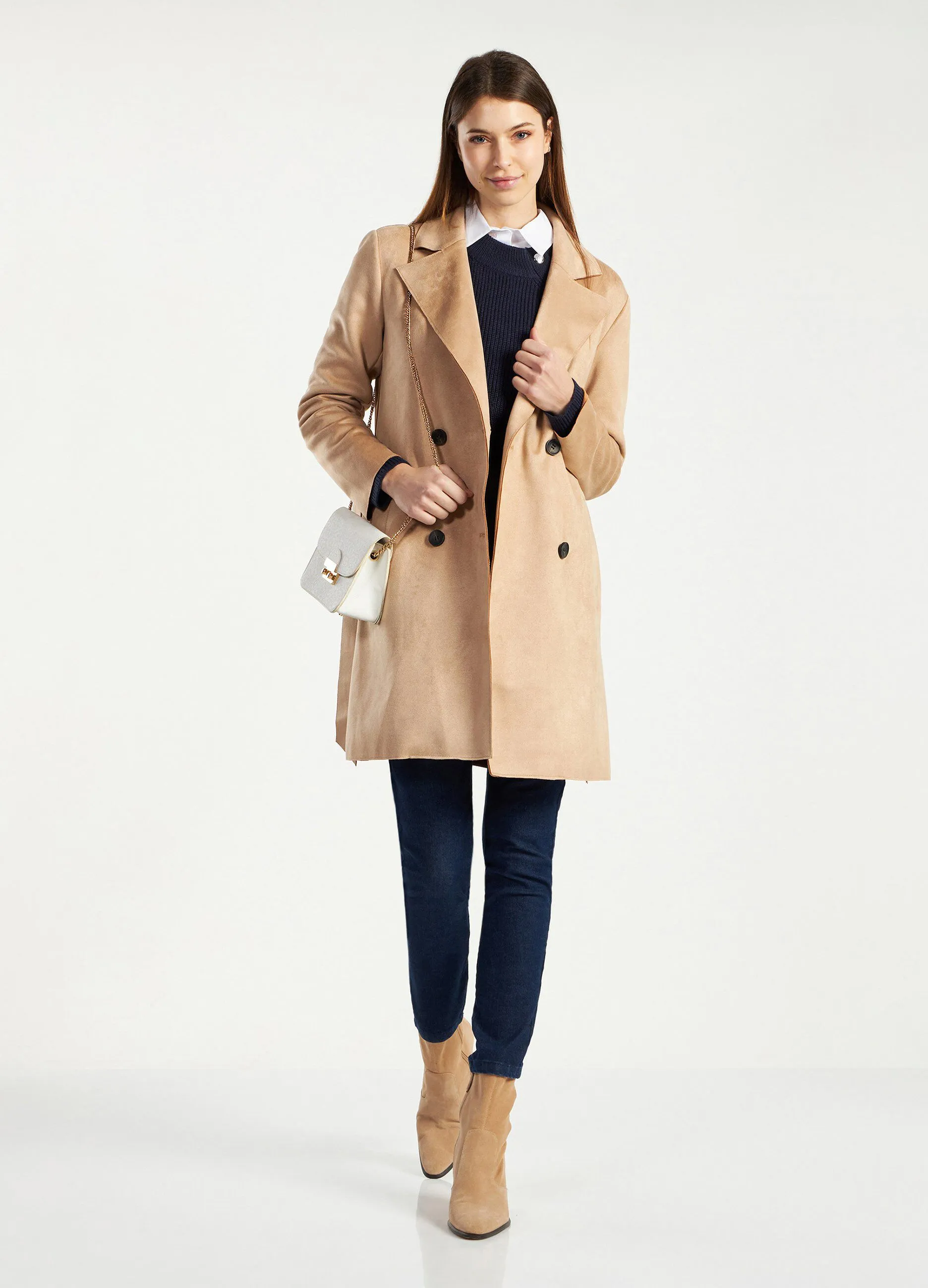 Trench effetto scamosciato donna