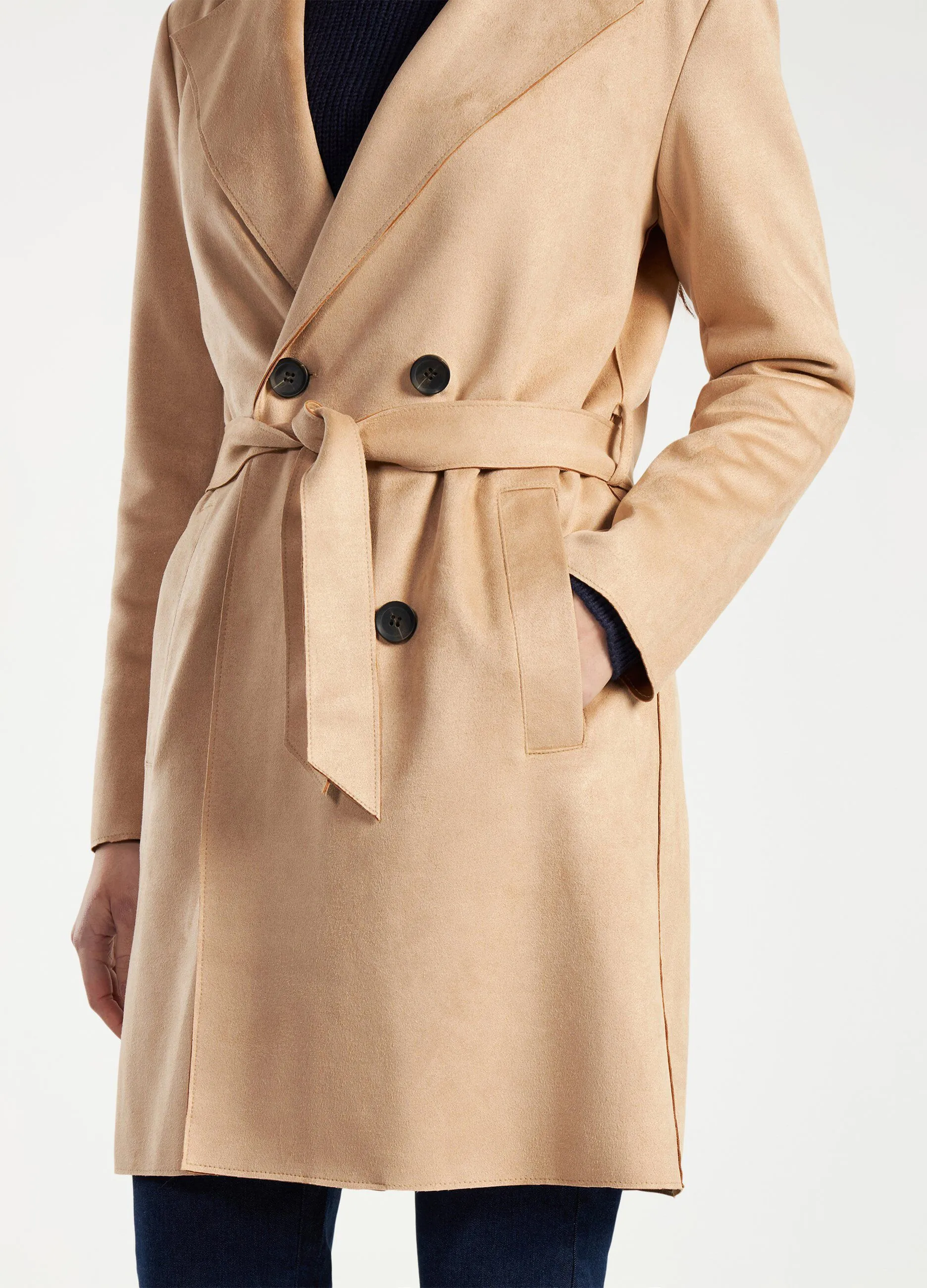 Trench effetto scamosciato donna