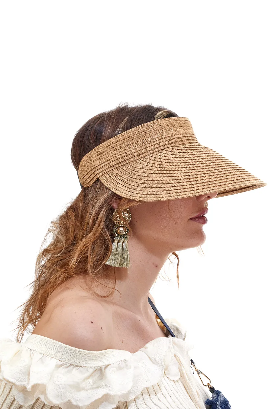 Visiera in Paglia Beige da Donna B.S.T 006