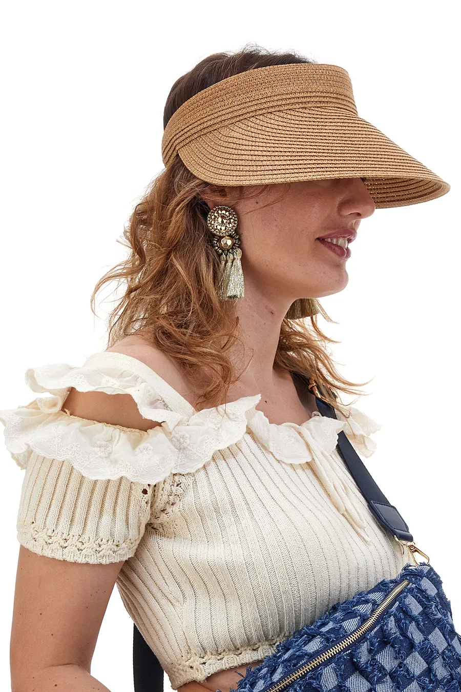 Visiera in Paglia Beige da Donna B.S.T 006